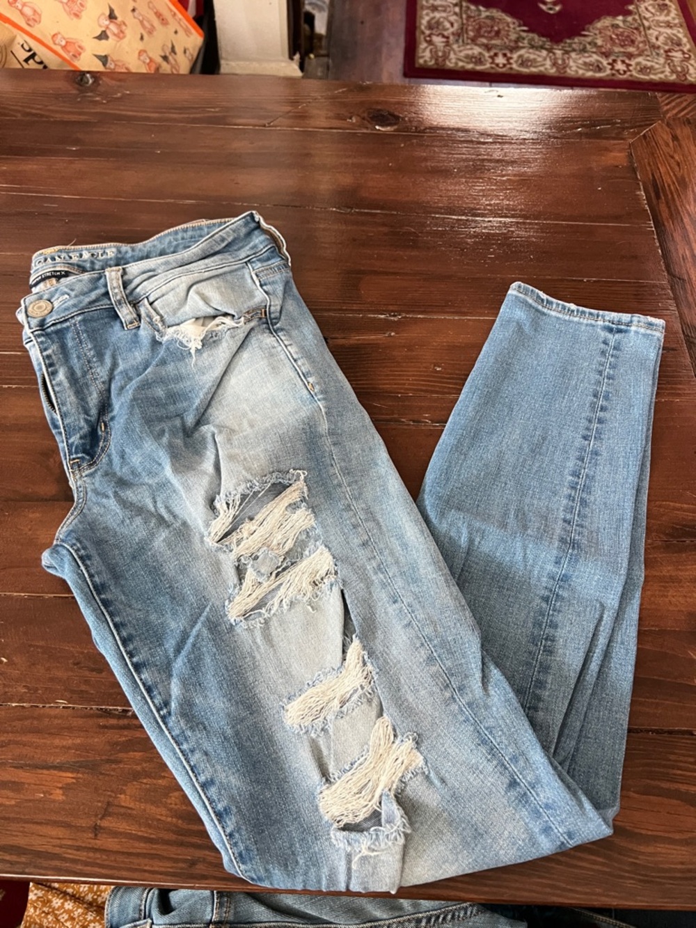 American Eagle Outfitters Light Blue Distressed Jeggings